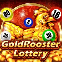 A dazzling image featuring a golden rooster surrounded by colorful lottery balls, highlighting the Gold Rooster Lottery game available at Khushbet casino.