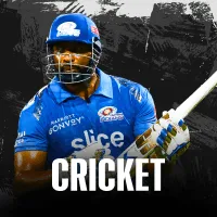 An action-packed image of a professional cricket player in a blue jersey, highlighting the thrilling cricket betting opportunities available at Khushbet casino.